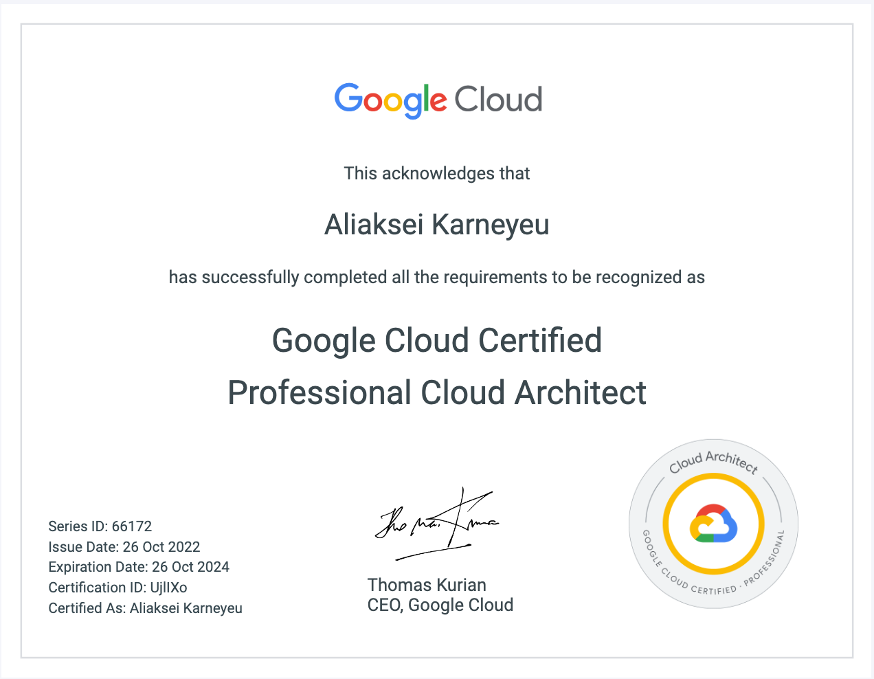 Google Cloud Professional Architect